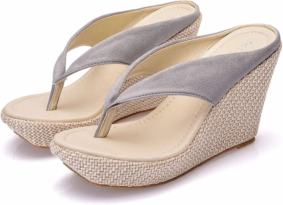 Crystal Queen Women Beach Sandals Platform Wedges Sandals High Heels Wedges Slippers Flip Flops White Flip Flops Plus Size