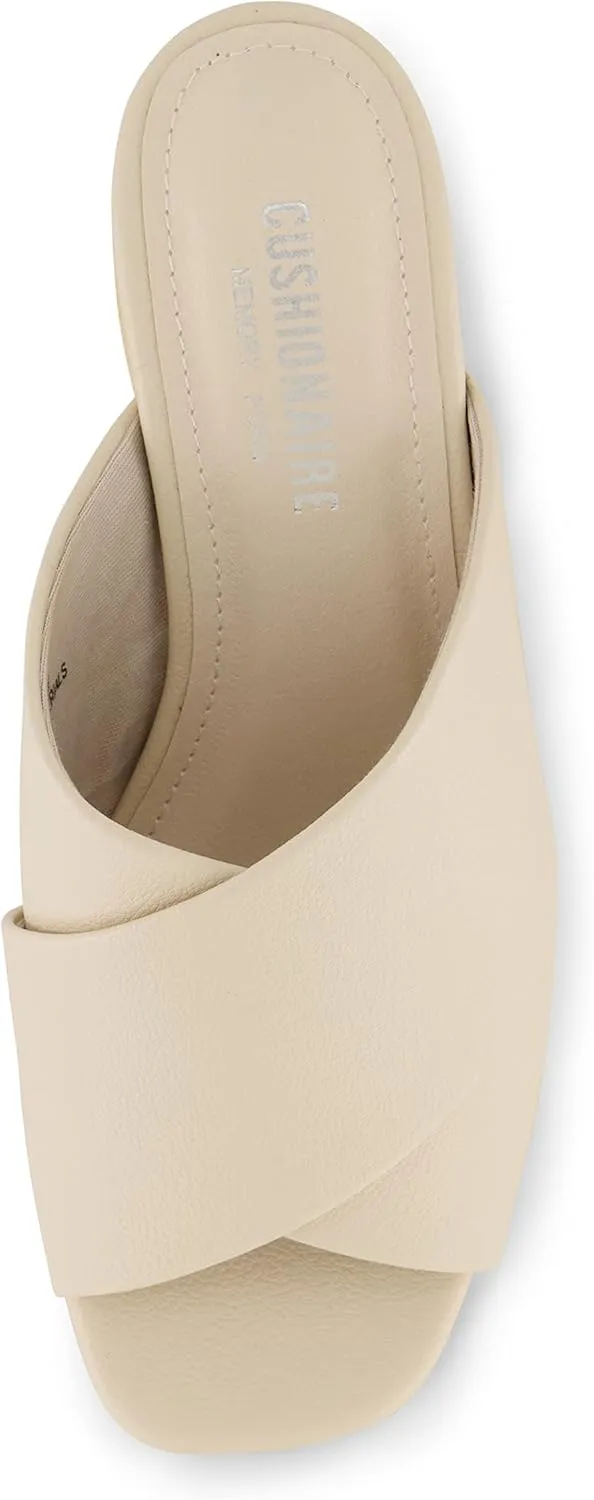 CUSHIONAIRE Garland cross band block heel sandal  Memory Foam, Wide Widths Available
