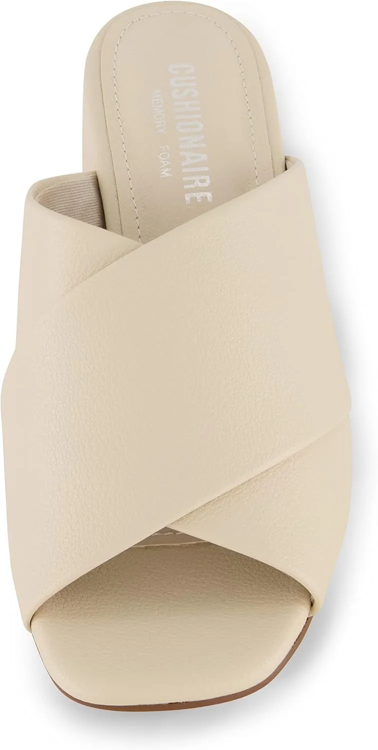 CUSHIONAIRE Garland cross band block heel sandal  Memory Foam, Wide Widths Available