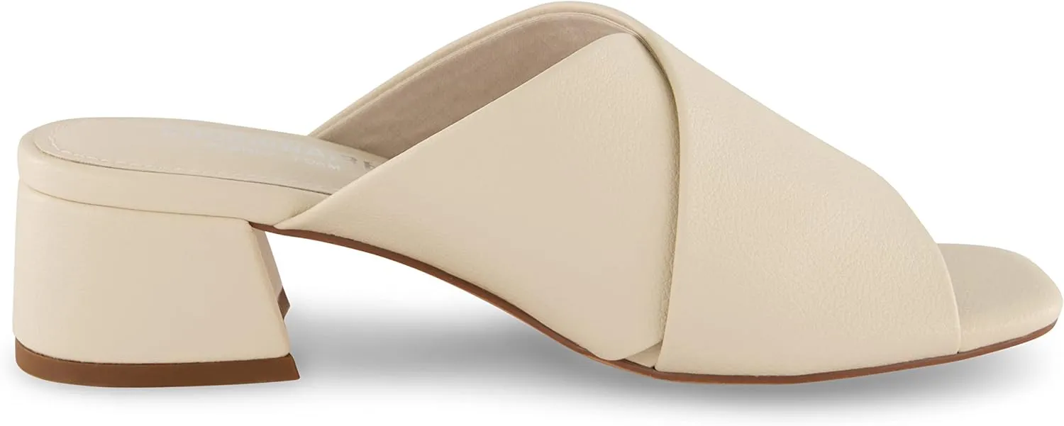 CUSHIONAIRE Garland cross band block heel sandal  Memory Foam, Wide Widths Available