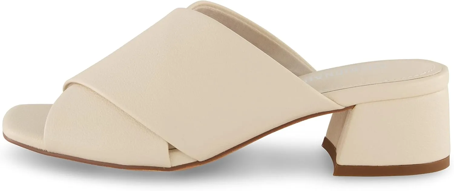 CUSHIONAIRE Garland cross band block heel sandal  Memory Foam, Wide Widths Available