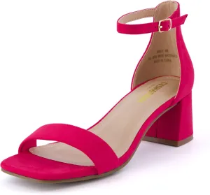 CUSHIONAIRE Women's Abbey one band square toe mid block heel sandal  Memory Foam, Wide Widths Available