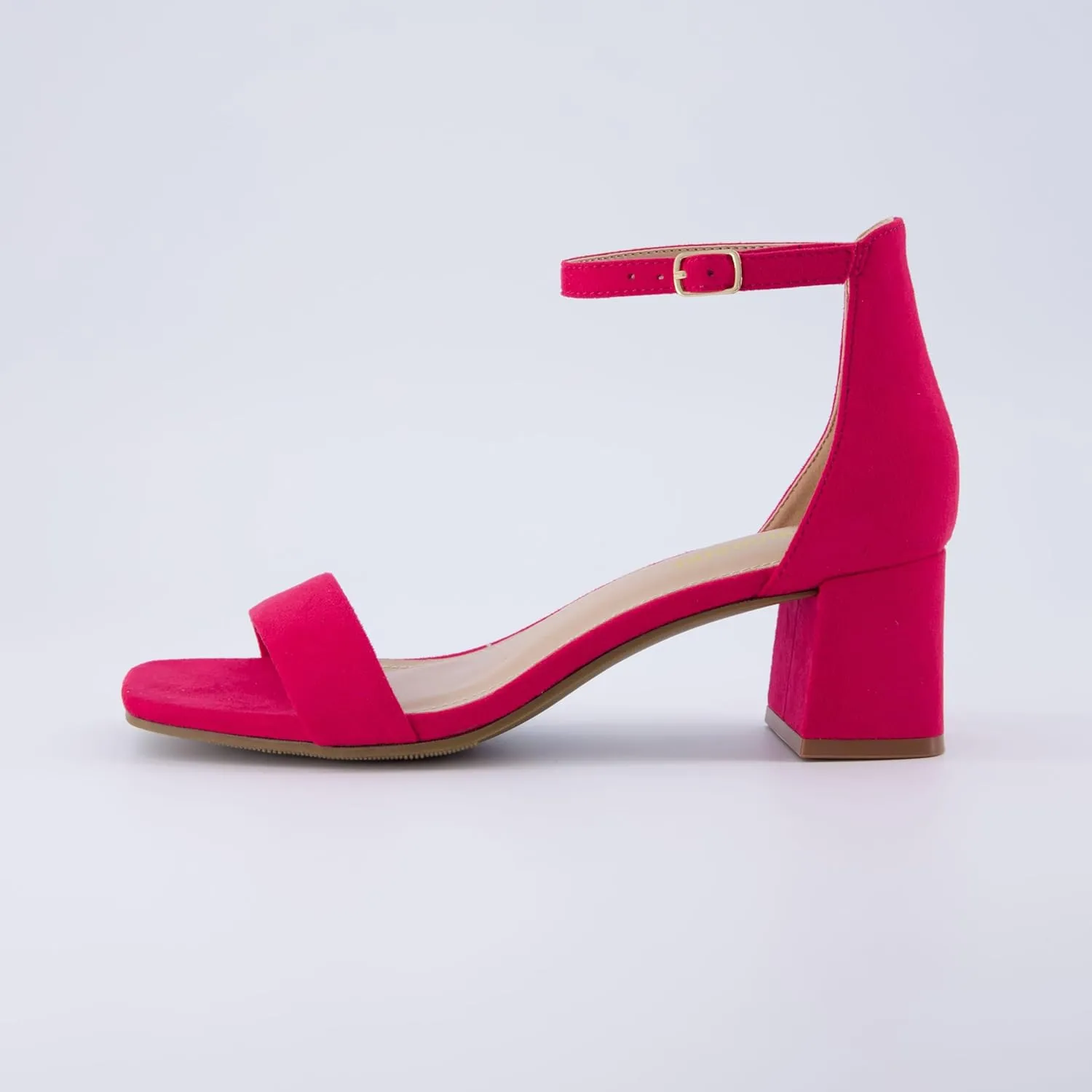 CUSHIONAIRE Women's Abbey one band square toe mid block heel sandal  Memory Foam, Wide Widths Available