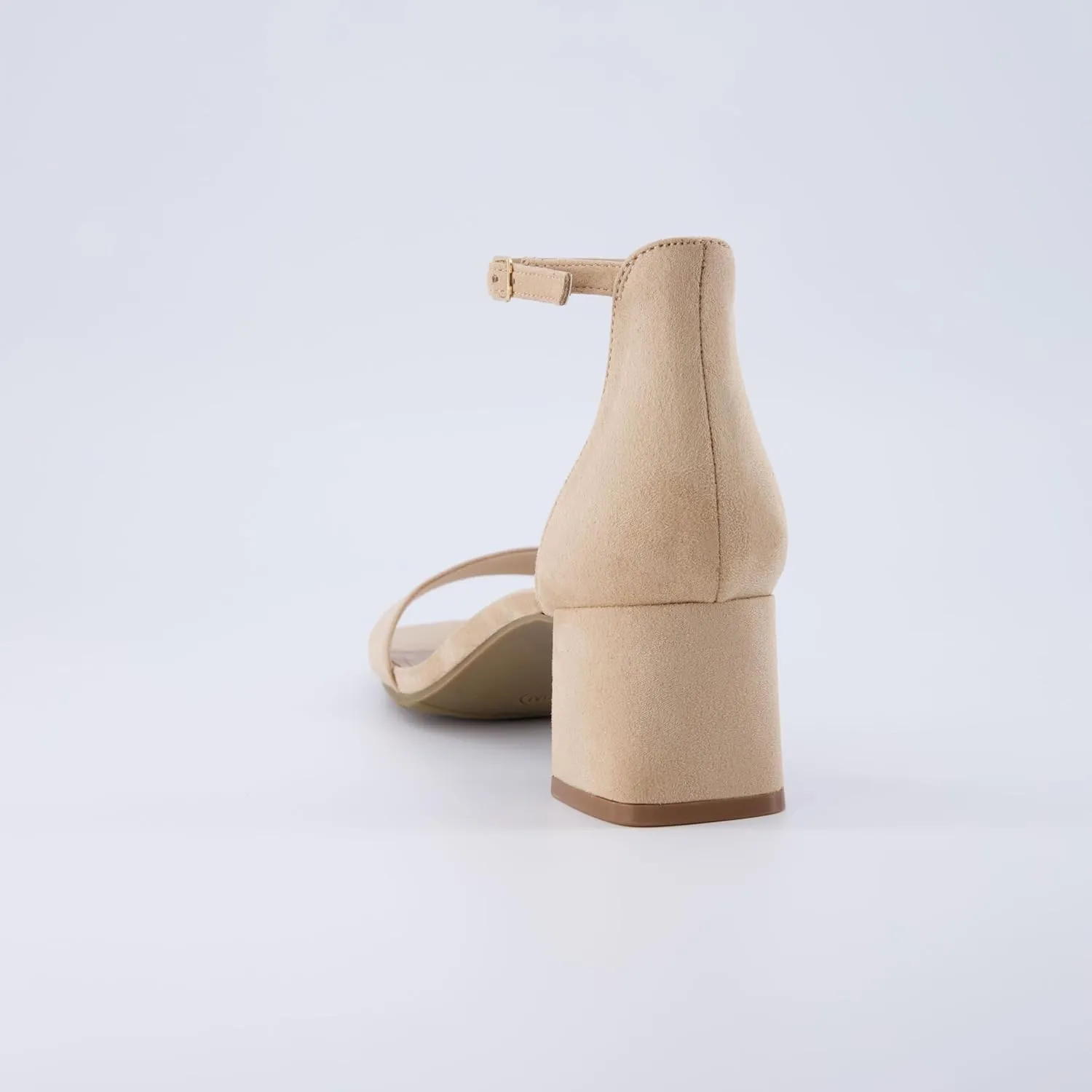 CUSHIONAIRE Women's Abbey one band square toe mid block heel sandal  Memory Foam, Wide Widths Available