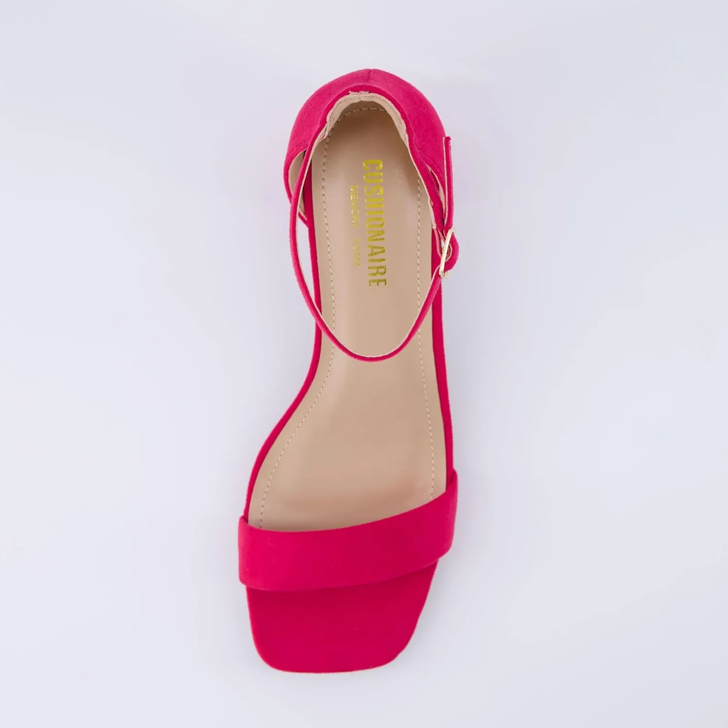 CUSHIONAIRE Women's Abbey one band square toe mid block heel sandal  Memory Foam, Wide Widths Available