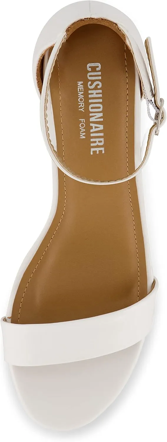 CUSHIONAIRE Women's Alba one band mid block heel sandal  Memory Foam, Wide Widths Available