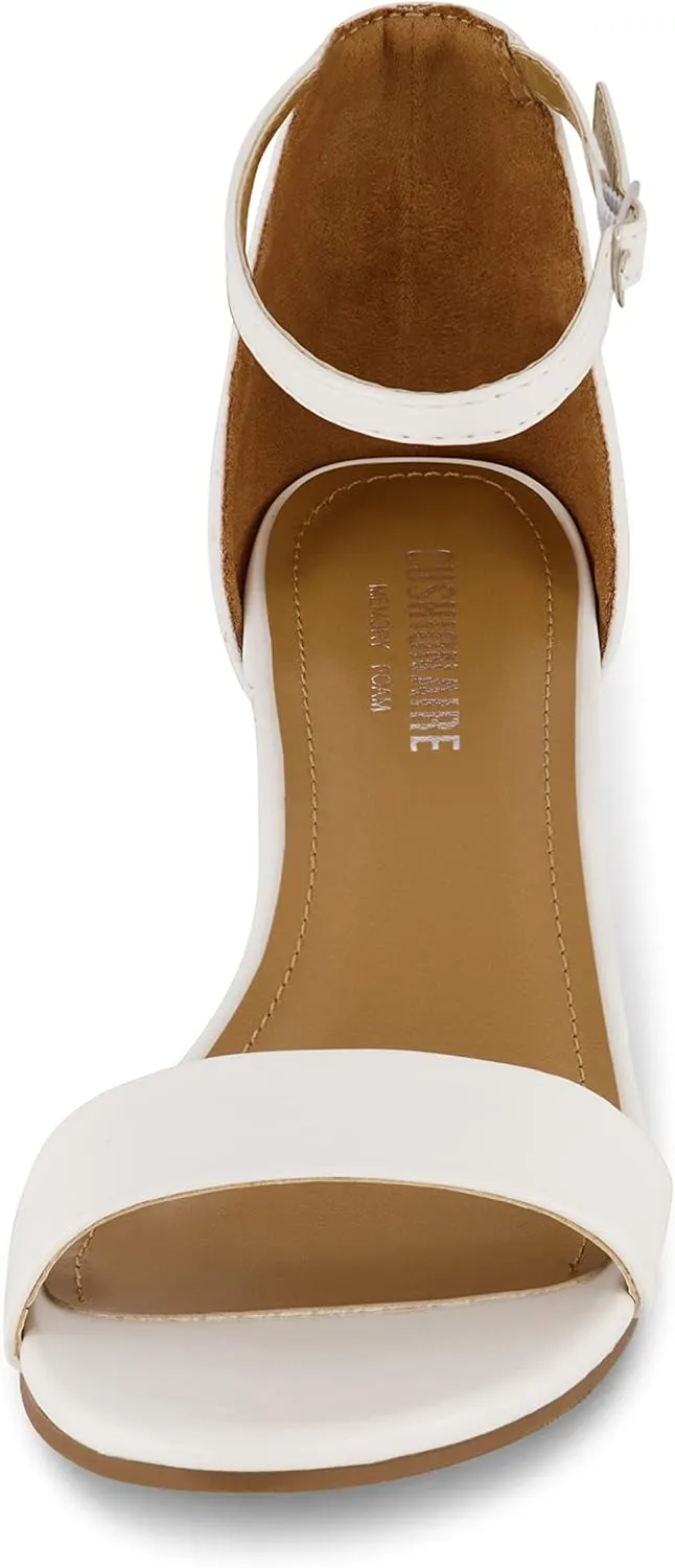 CUSHIONAIRE Women's Alba one band mid block heel sandal  Memory Foam, Wide Widths Available