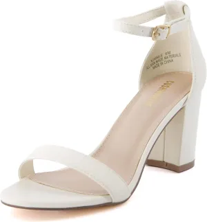 CUSHIONAIRE Women's Kimmie one band mid block heel sandal  Memory Foam, Wide Widths Available