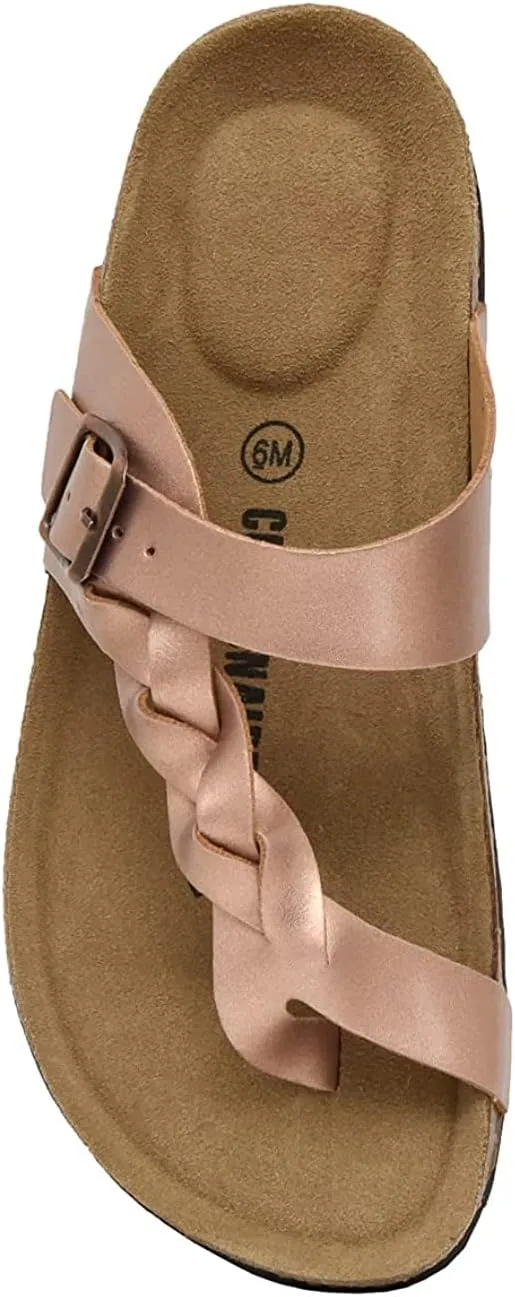 CUSHIONAIRE Women's Libby Cork footbed Sandal with  Comfort and Wide Widths Available,