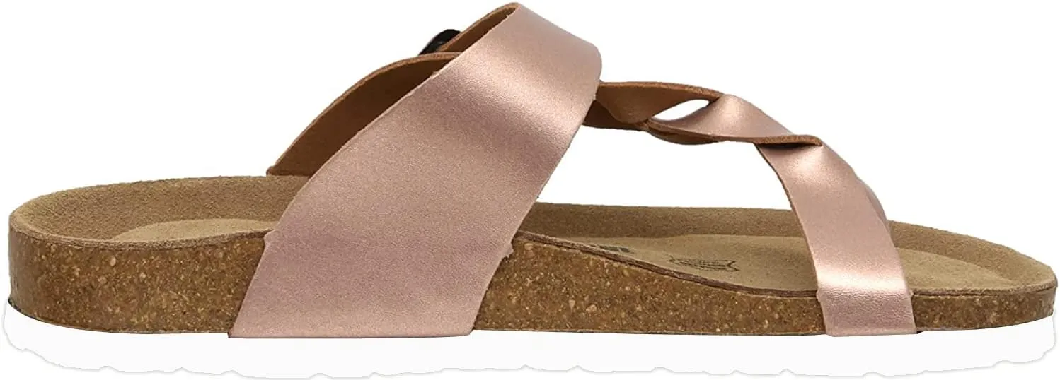 CUSHIONAIRE Women's Libby Cork footbed Sandal with  Comfort and Wide Widths Available,