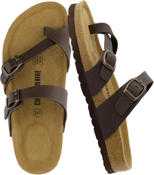 CUSHIONAIRE Women's Luna Cork Footbed Sandal With  Comfort