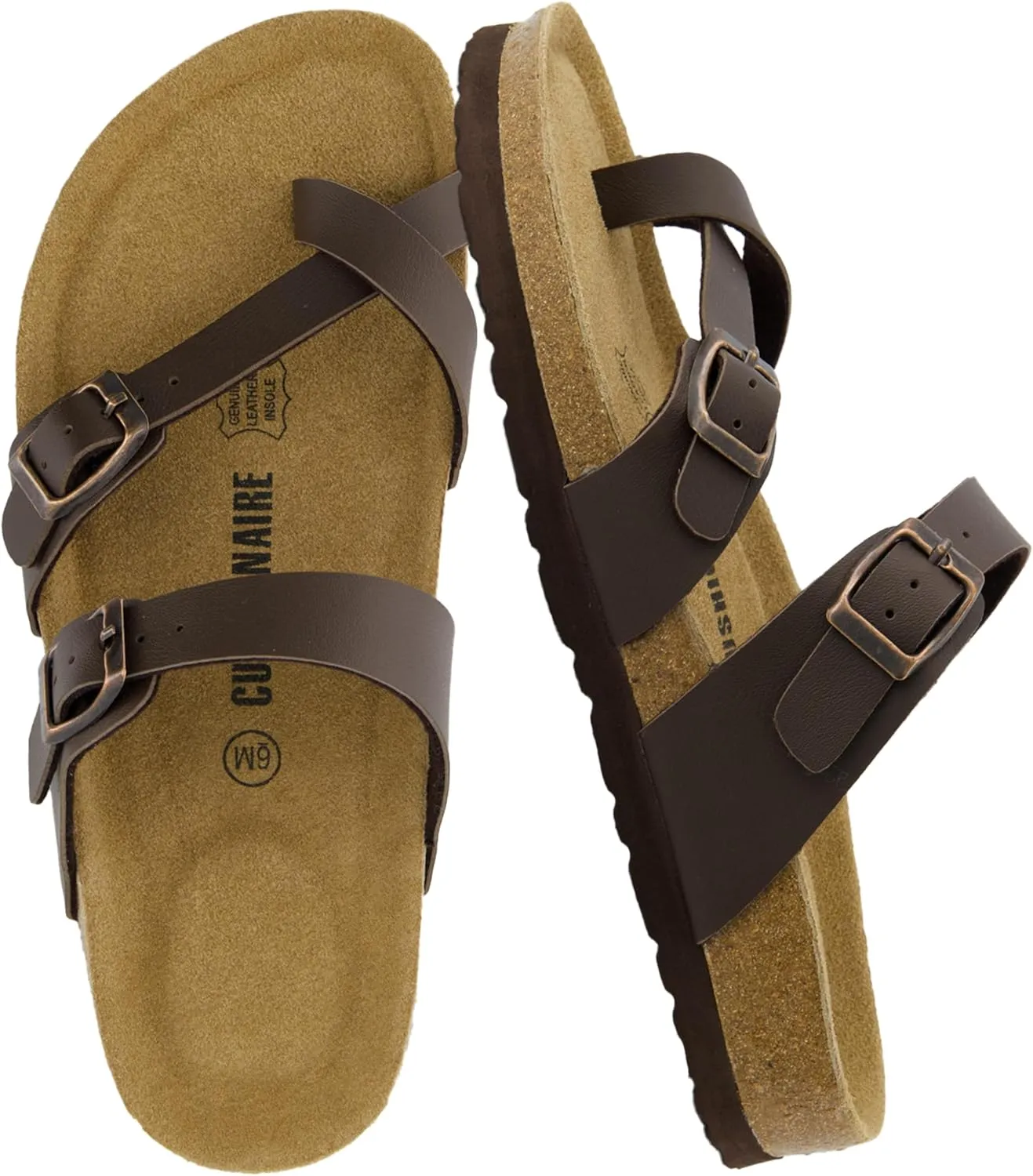 CUSHIONAIRE Women's Luna Cork Footbed Sandal With  Comfort