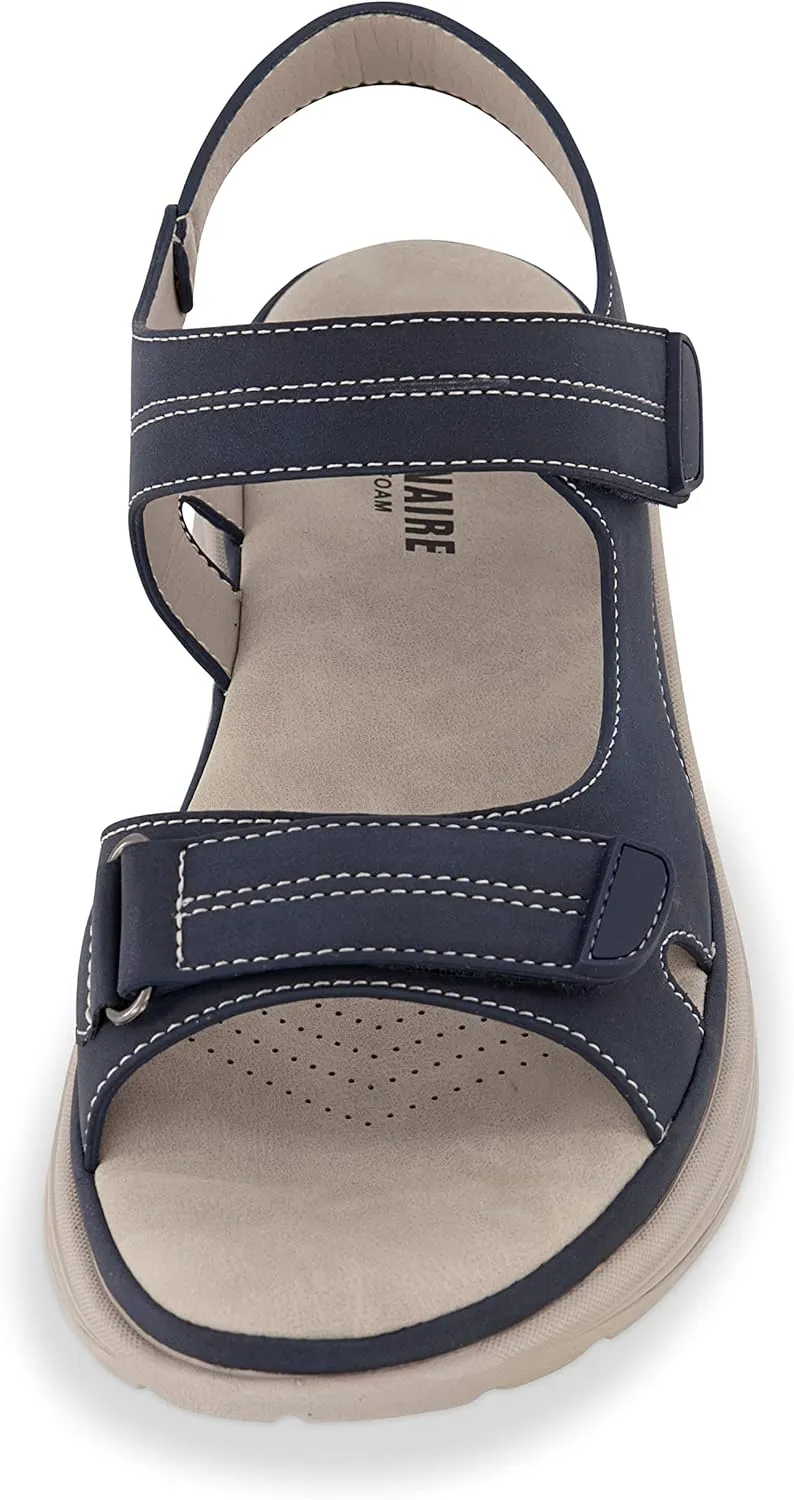 CUSHIONAIRE Women's Magee comfort footbed outdoor sandal with adjustable strap and  Memory Foam, Wide Widths Available