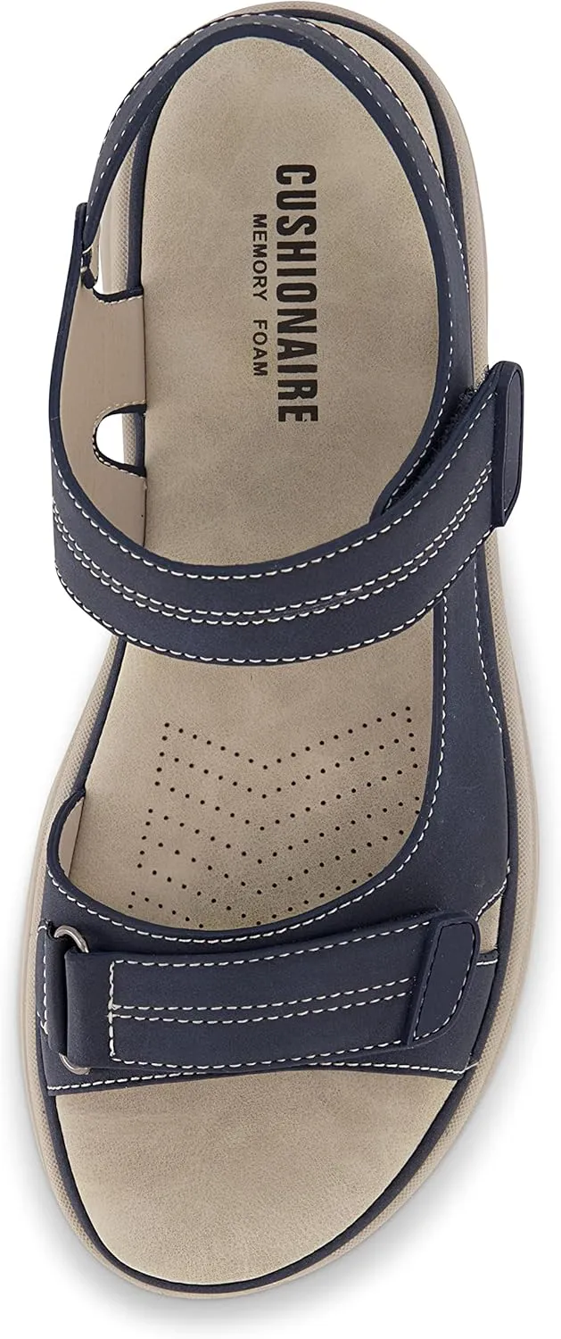 CUSHIONAIRE Women's Magee comfort footbed outdoor sandal with adjustable strap and  Memory Foam, Wide Widths Available