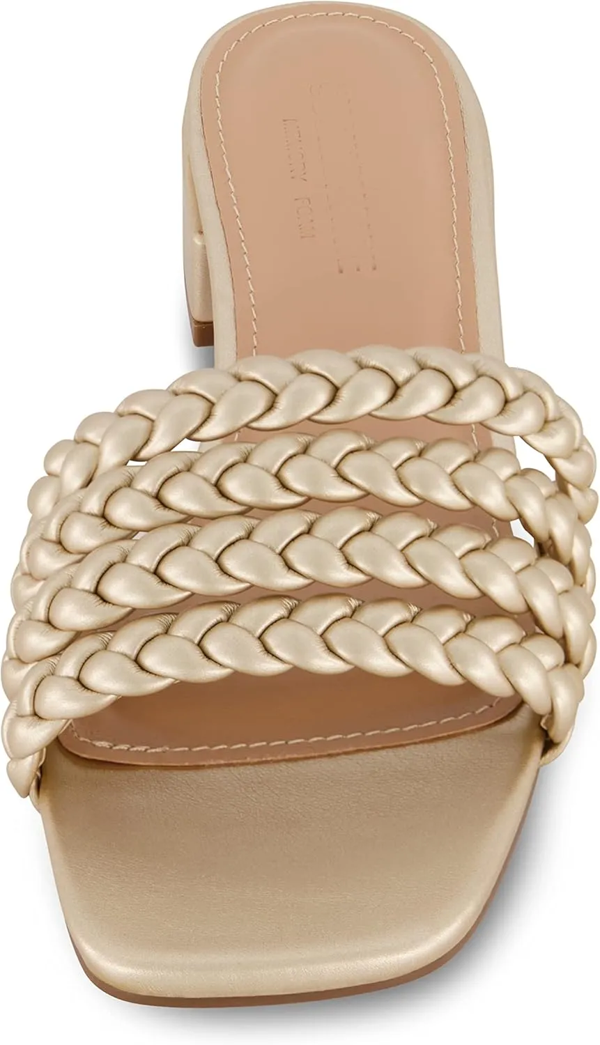 CUSHIONAIRE Women's Neary braided low block heel sandal  Memory Foam and Wide Widths Available