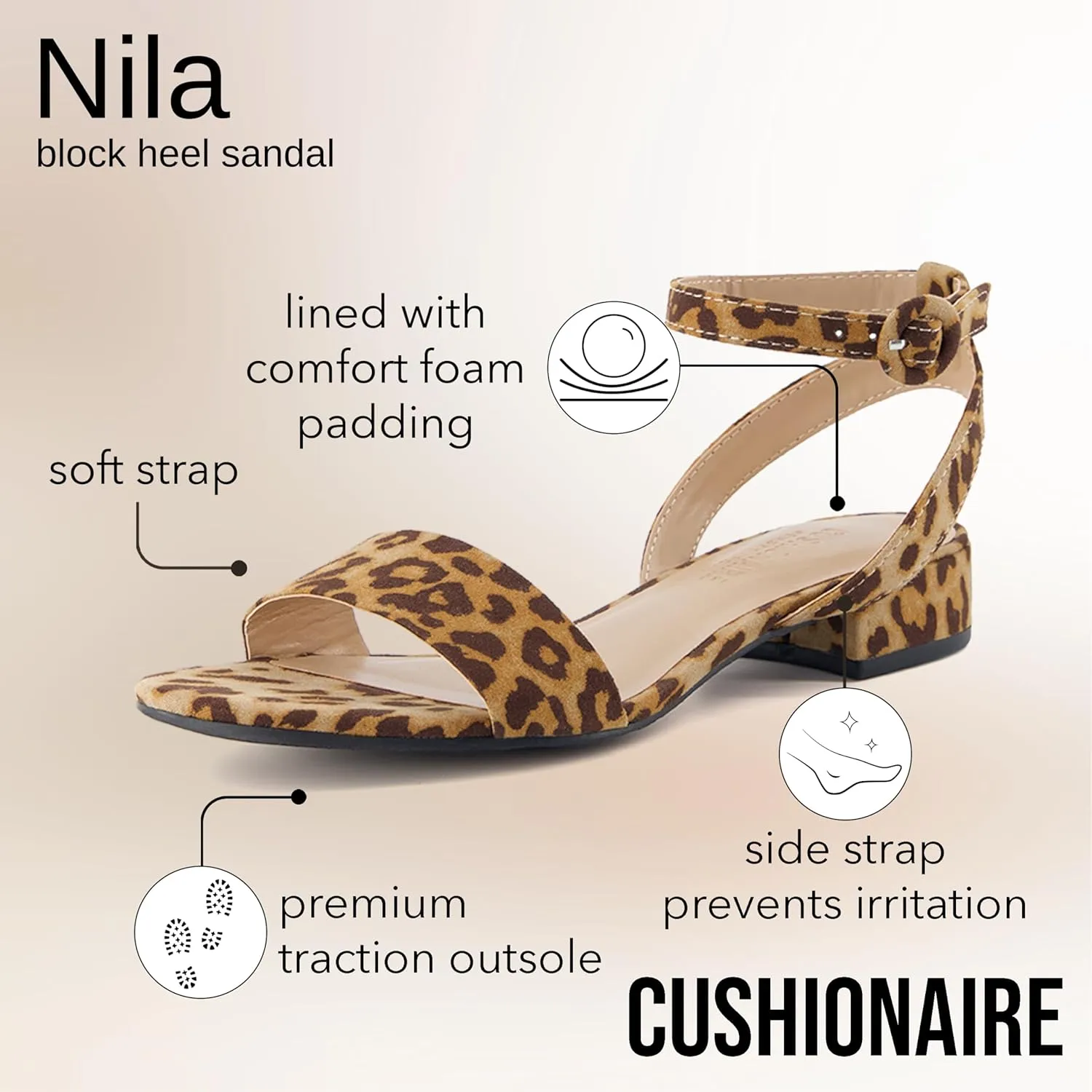 CUSHIONAIRE Women's Nila one band low block heel sandal  Wide Widths Available