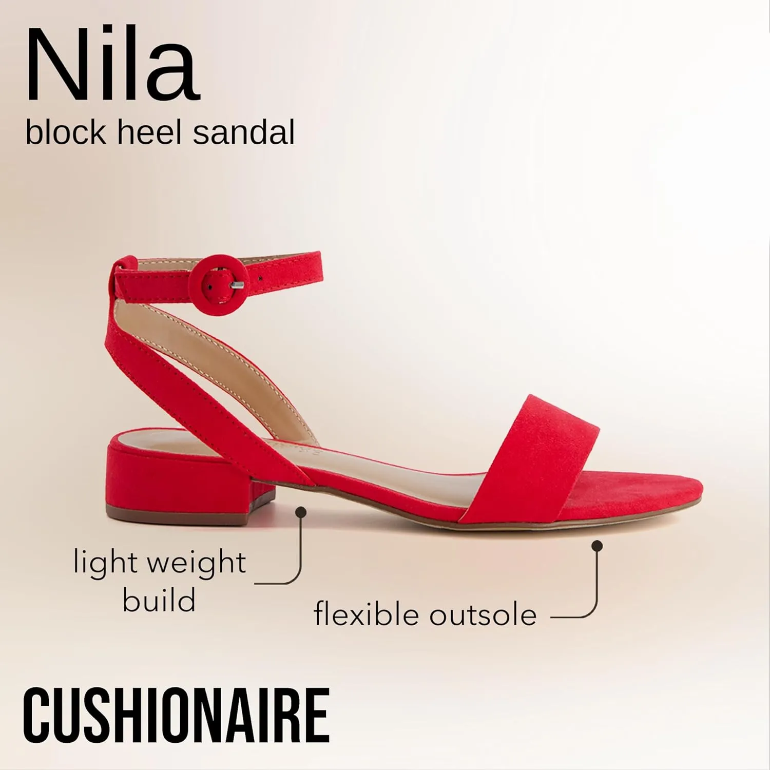 CUSHIONAIRE Women's Nila one band low block heel sandal  Wide Widths Available