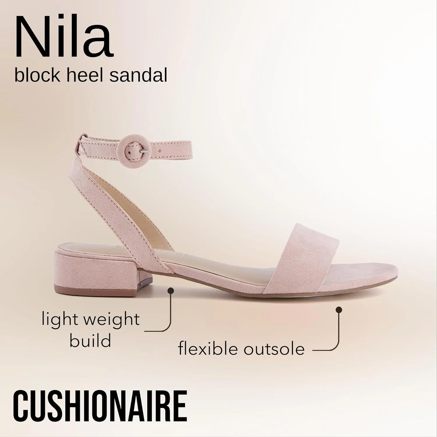CUSHIONAIRE Women's Nila one band low block heel sandal  Wide Widths Available