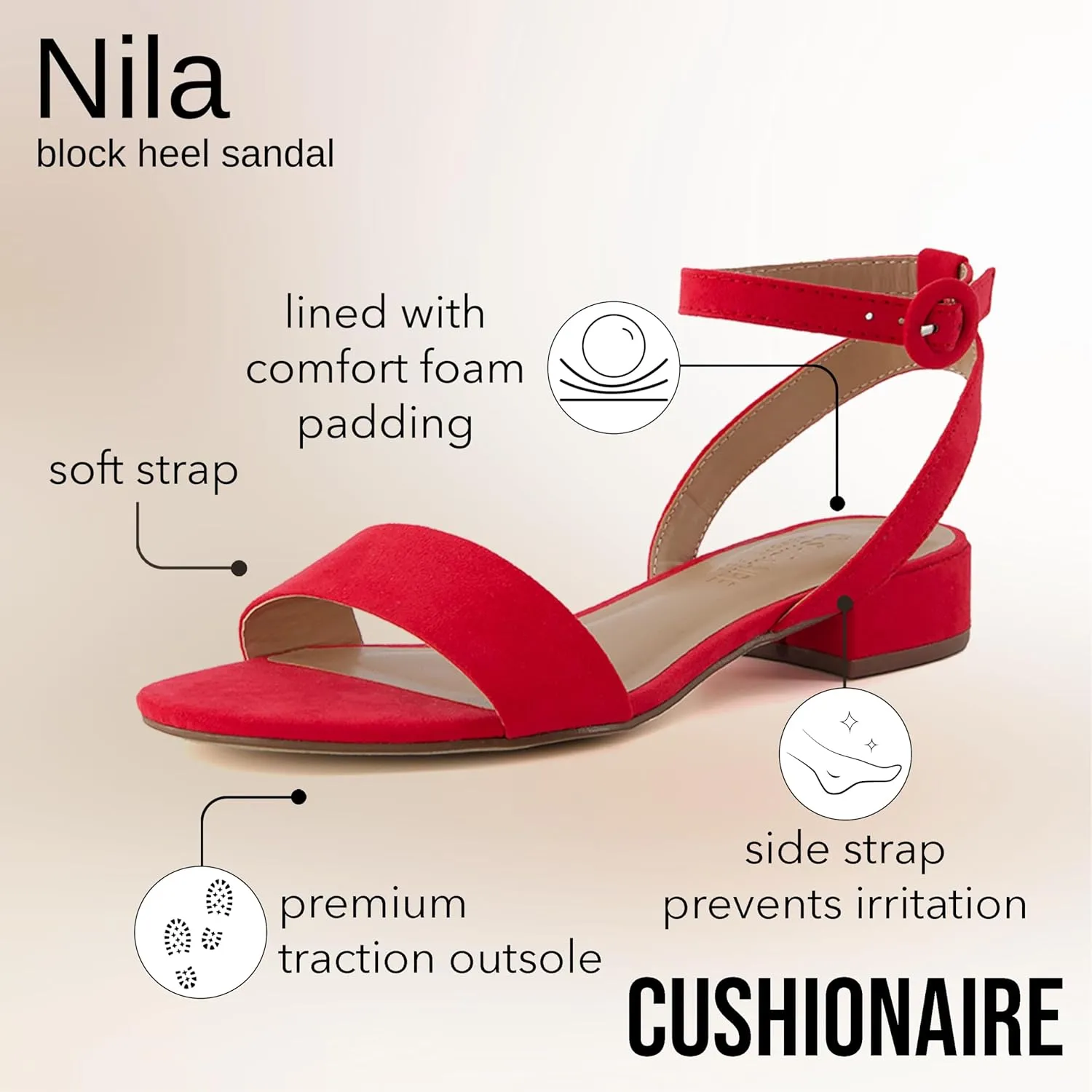 CUSHIONAIRE Women's Nila one band low block heel sandal  Wide Widths Available