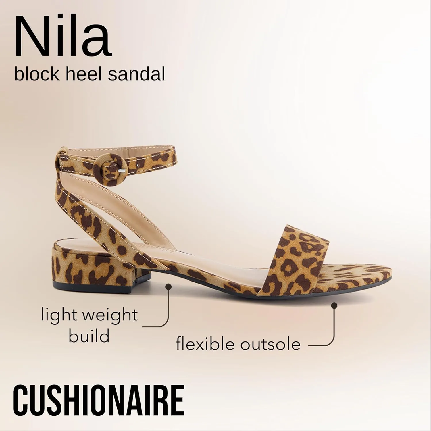 CUSHIONAIRE Women's Nila one band low block heel sandal  Wide Widths Available