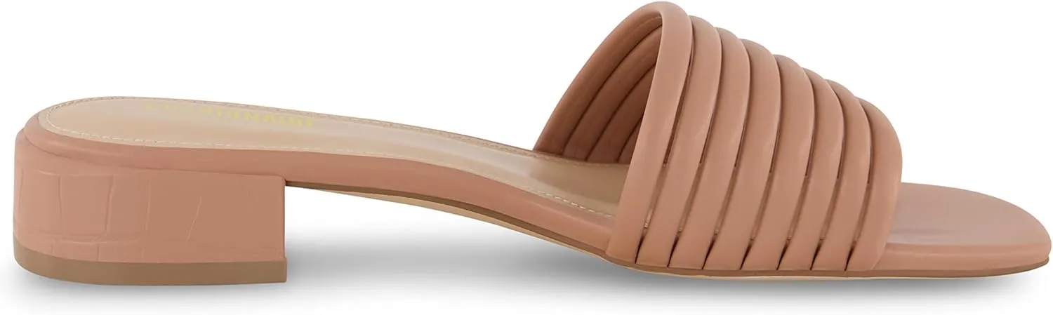 CUSHIONAIRE Women's Nino strappy low block heel slide sandal  Memory Foam and Wide Widths Available