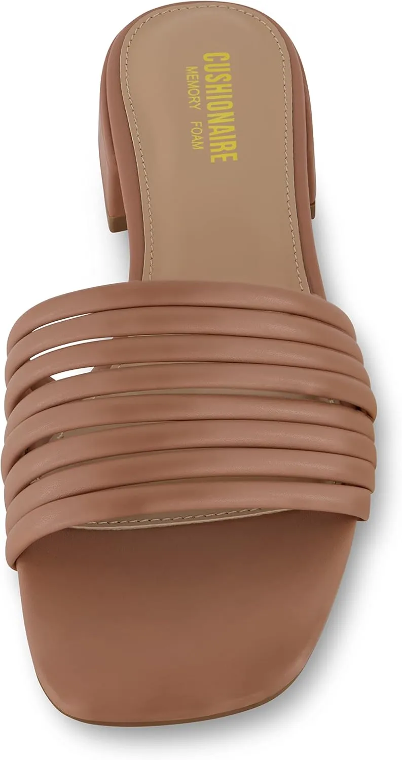 CUSHIONAIRE Women's Nino strappy low block heel slide sandal  Memory Foam and Wide Widths Available