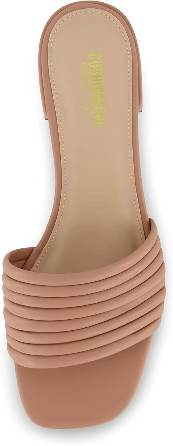 CUSHIONAIRE Women's Nino strappy low block heel slide sandal  Memory Foam and Wide Widths Available