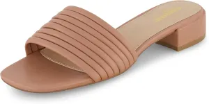 CUSHIONAIRE Women's Nino strappy low block heel slide sandal  Memory Foam and Wide Widths Available