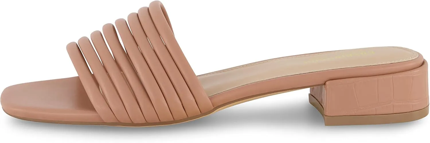 CUSHIONAIRE Women's Nino strappy low block heel slide sandal  Memory Foam and Wide Widths Available