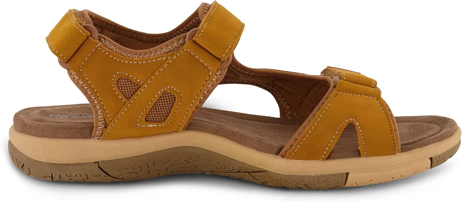 CUSHIONAIRE Women's Pace comfort footbed outdoor sandal with adjustable straps and  Memory Foam, Wide Widths Available