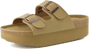 CUSHIONAIRE Women's Plane Platform Footbed Sandal With  Comfort, Wide Widths Available