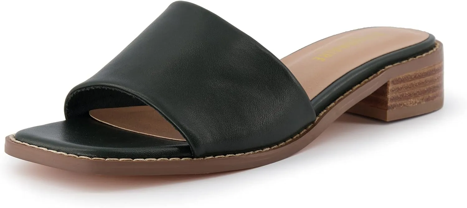 CUSHIONAIRE Women's Sage low block heel slide sandal  Memory Foam and Wide Widths Available