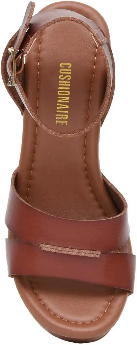 CUSHIONAIRE Women's Sandra Faux Wood Sandal  LiteSole Technology, Wide Widths Available