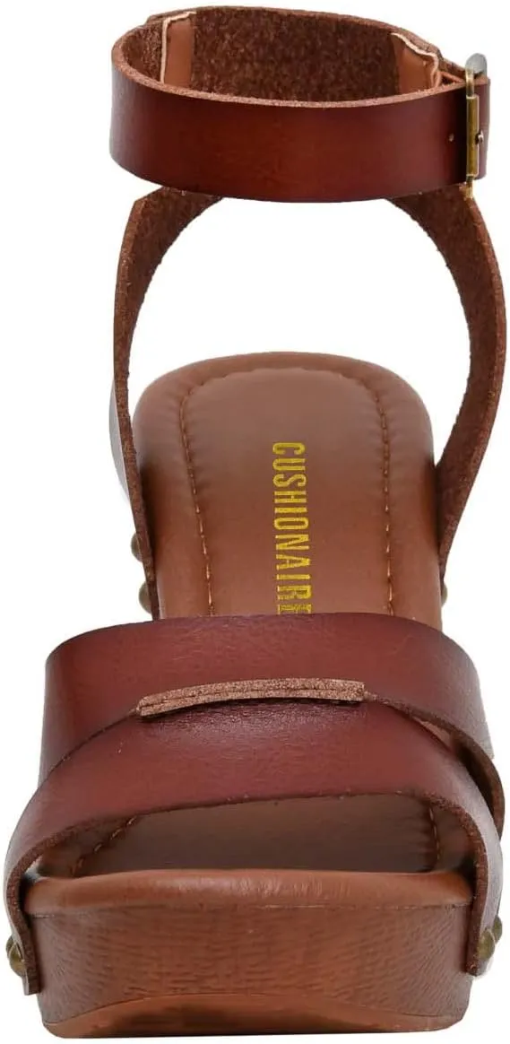 CUSHIONAIRE Women's Sandra Faux Wood Sandal  LiteSole Technology, Wide Widths Available