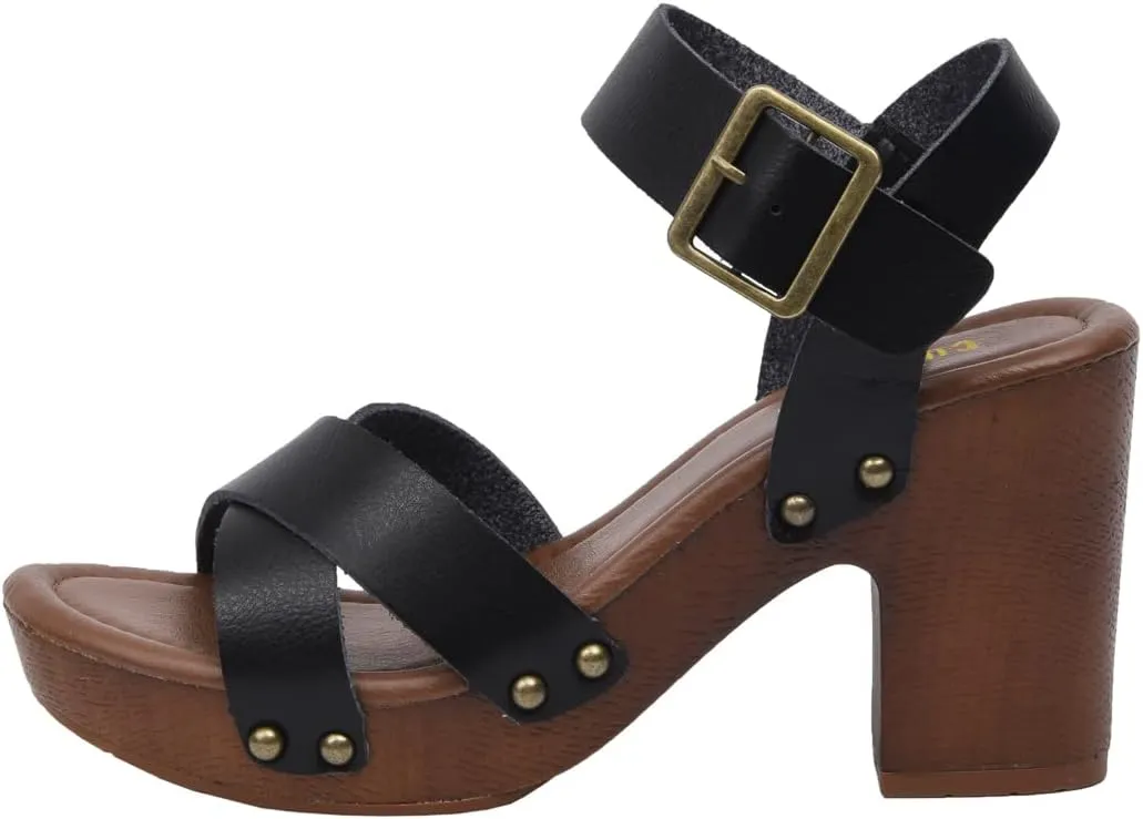 CUSHIONAIRE Women's Sayer Faux Wood Sandal  LiteSole Technology, Wide Widths Available