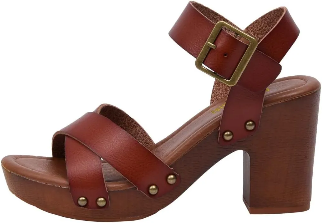 CUSHIONAIRE Women's Sayer Faux Wood Sandal  LiteSole Technology, Wide Widths Available
