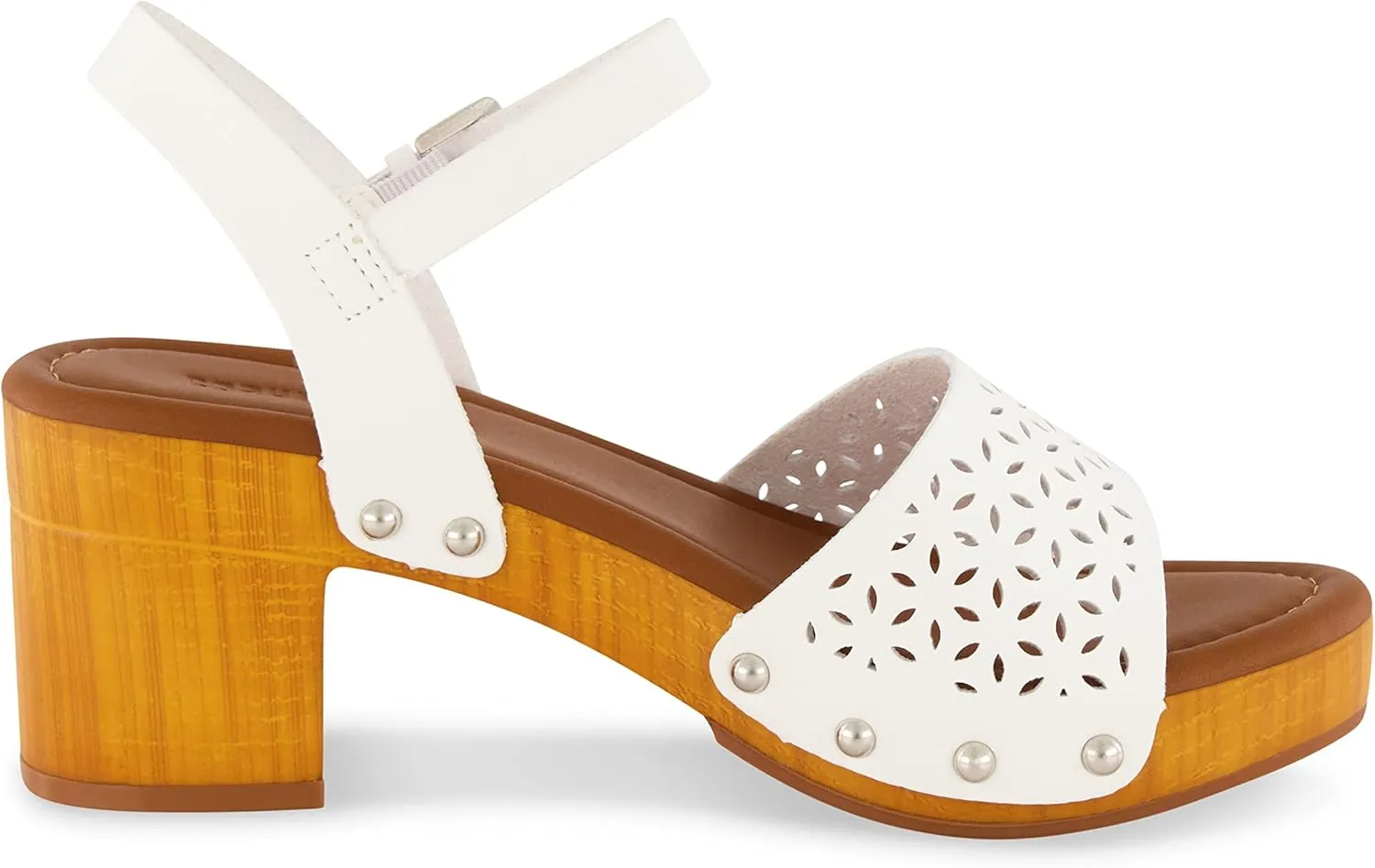 CUSHIONAIRE Women's Shea Faux Wood Sandal  Comfort Foam & LiteSole Technology, Wide Widths Available