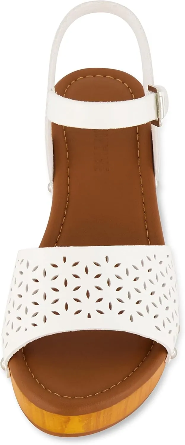 CUSHIONAIRE Women's Shea Faux Wood Sandal  Comfort Foam & LiteSole Technology, Wide Widths Available