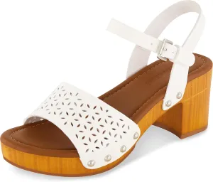 CUSHIONAIRE Women's Shea Faux Wood Sandal  Comfort Foam & LiteSole Technology, Wide Widths Available