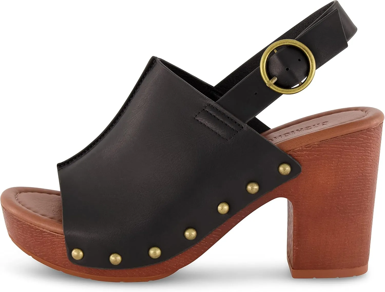 CUSHIONAIRE Women's Sisi Faux Wood Sandal  Comfort Foam & LiteSole Technology, Wide Widths Available