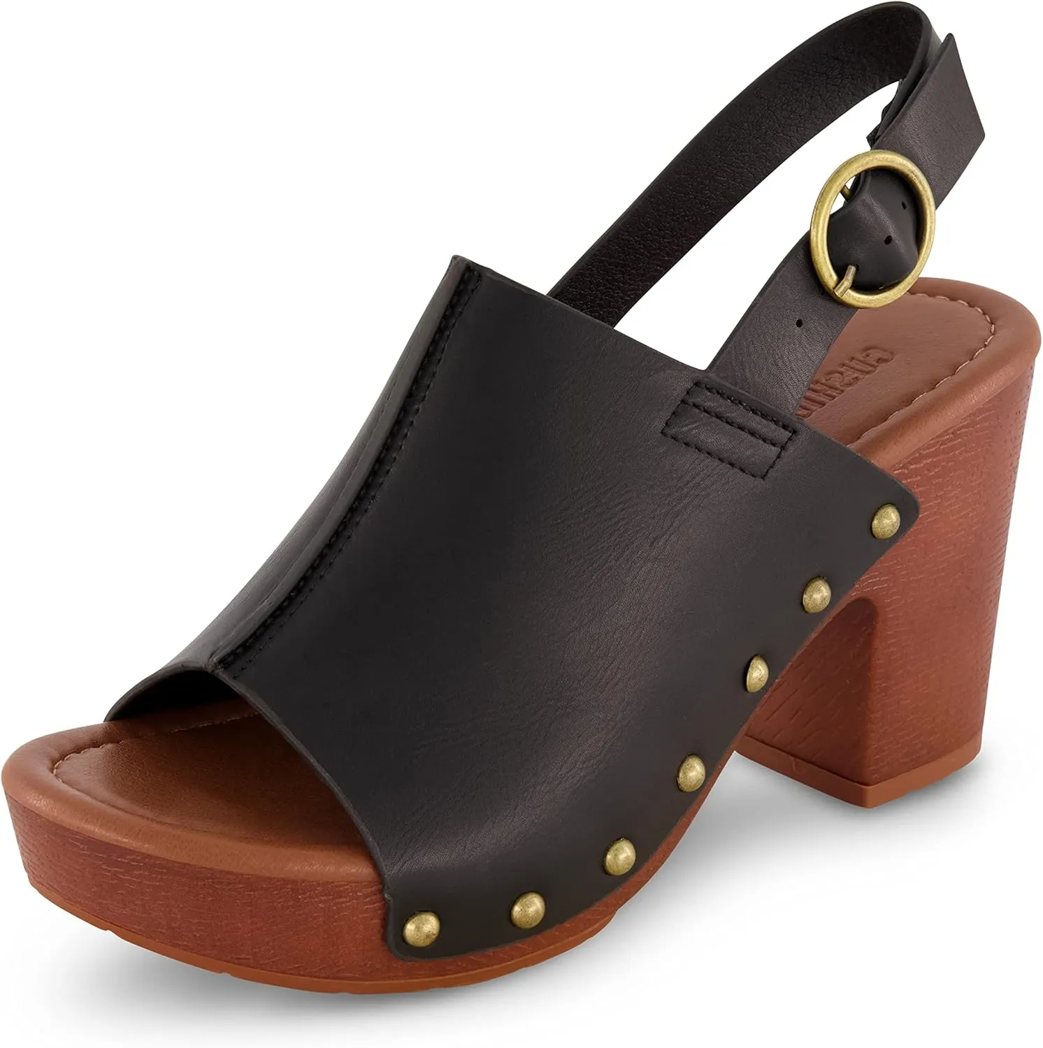 CUSHIONAIRE Women's Sisi Faux Wood Sandal  Comfort Foam & LiteSole Technology, Wide Widths Available