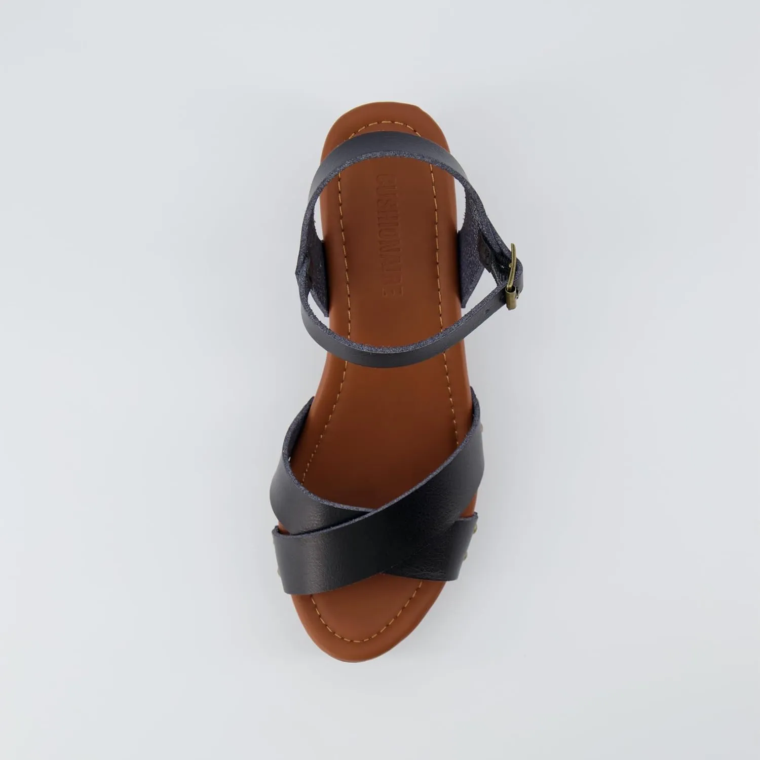 CUSHIONAIRE Women's Slate Faux Wood Sandal  Memory Foam Insole & LiteSole Technology -Wide Widths Available