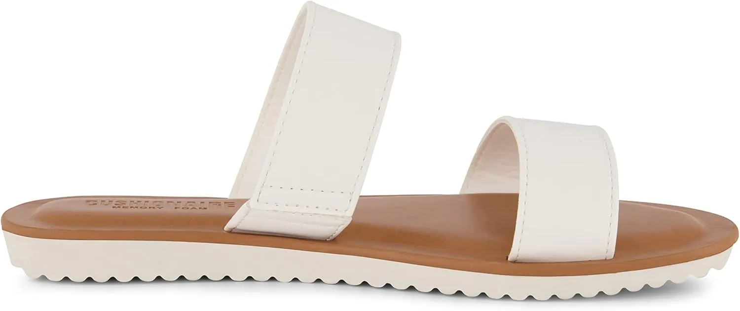 CUSHIONAIRE Women's Vera slide sandal  Memory Foam and Wide Widths Available