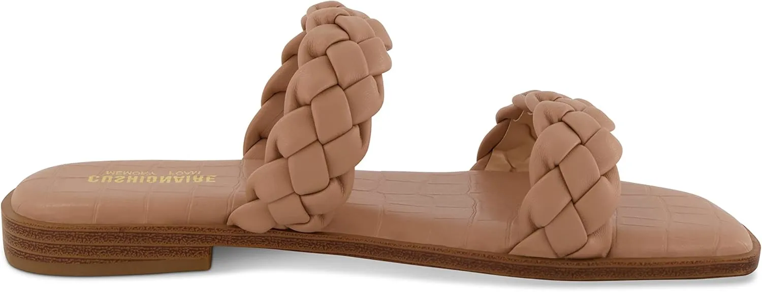 CUSHIONAIRE Women's Vicki braided slide sandal  Memory Foam, Wide Widths Available