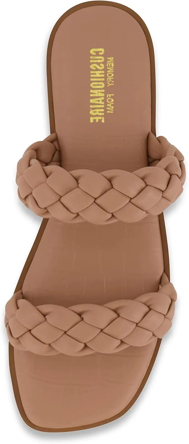 CUSHIONAIRE Women's Vicki braided slide sandal  Memory Foam, Wide Widths Available