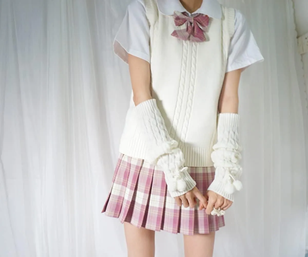 Cute Bunny Ears Furry Leg Warmers Fur Ball Bow Leg Warmers