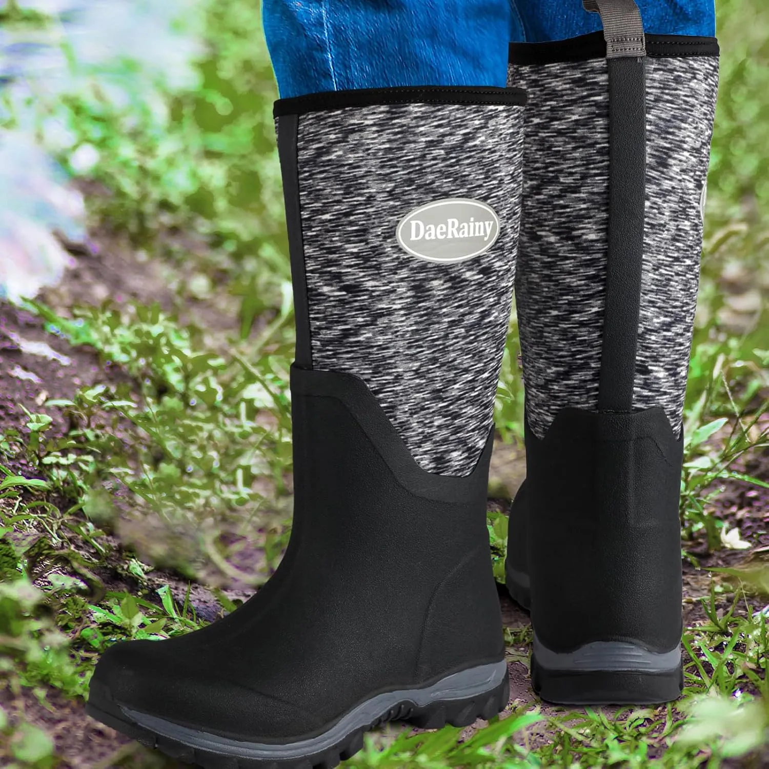 DaeRainy Rubber Rain Boots for Women Waterproof Boots Durable Neoprene Boots Insulated Mud Hunting Work Shoes for Outdoor Fsh Pond, Gradens,Hike,Farms