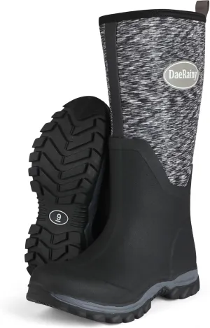 DaeRainy Rubber Rain Boots for Women Waterproof Boots Durable Neoprene Boots Insulated Mud Hunting Work Shoes for Outdoor Fsh Pond, Gradens,Hike,Farms