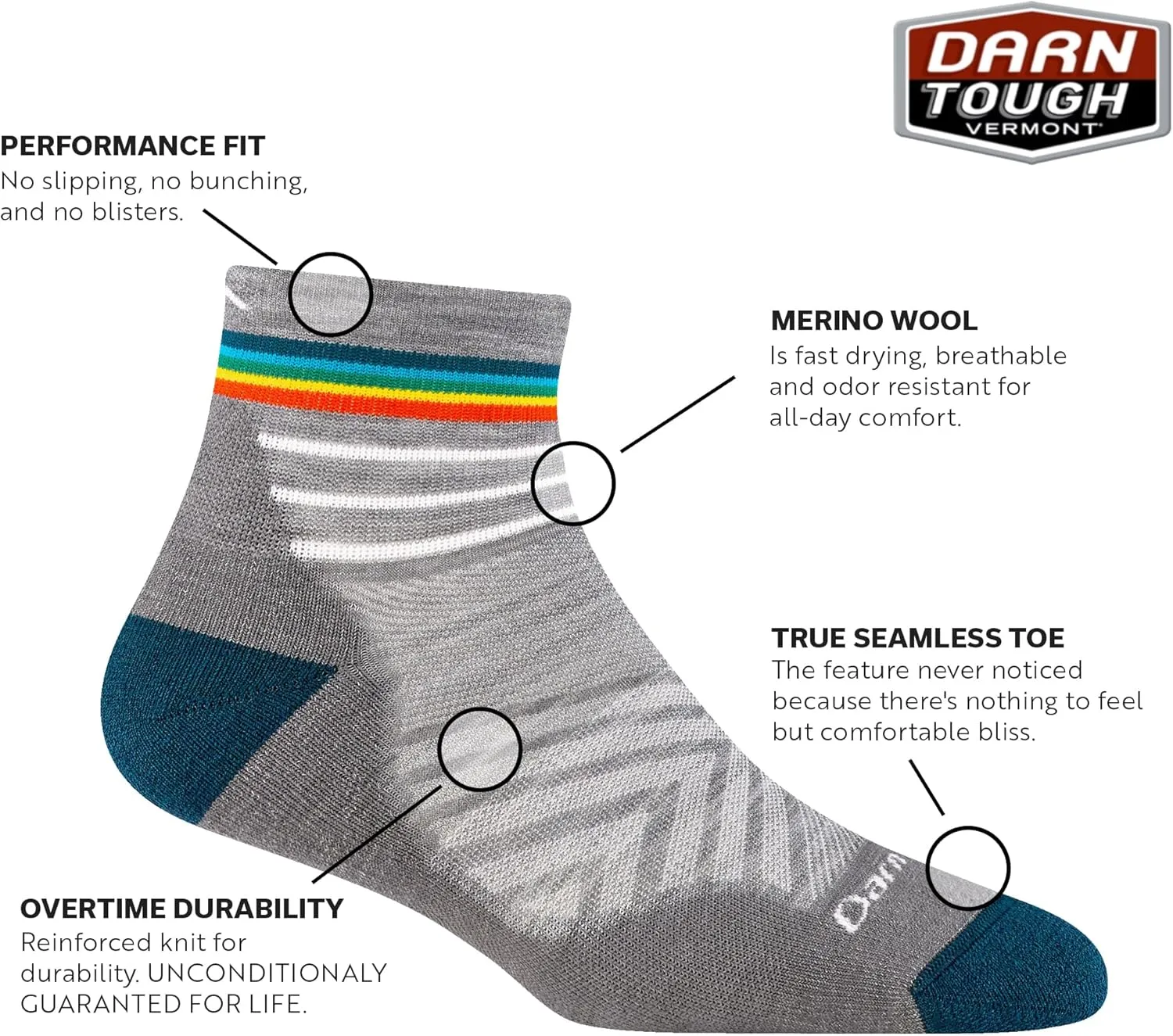 Darn Tough Vermont Run 1/4 Ultra-Lightweight with Cushion