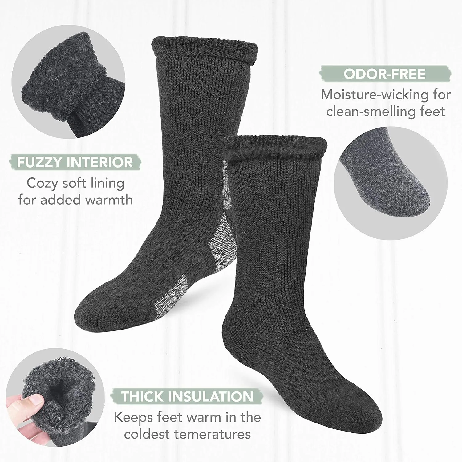 Debra Weitzner Thermal Socks for Men Women Warm Socks 4/6 Pairs Crew Winter Thick Boot Socks